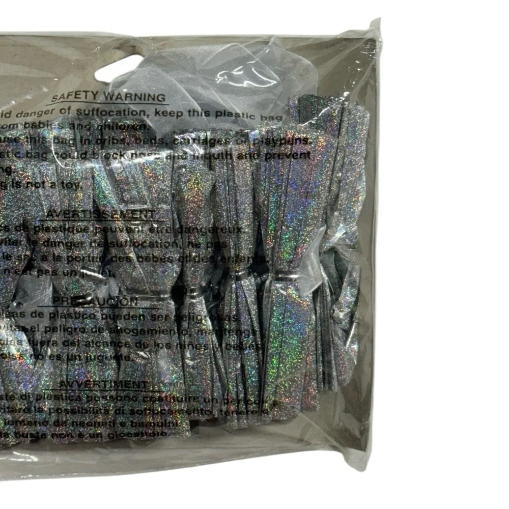 Creative Converting silver colored Pom Pom garland brand new in packaging!